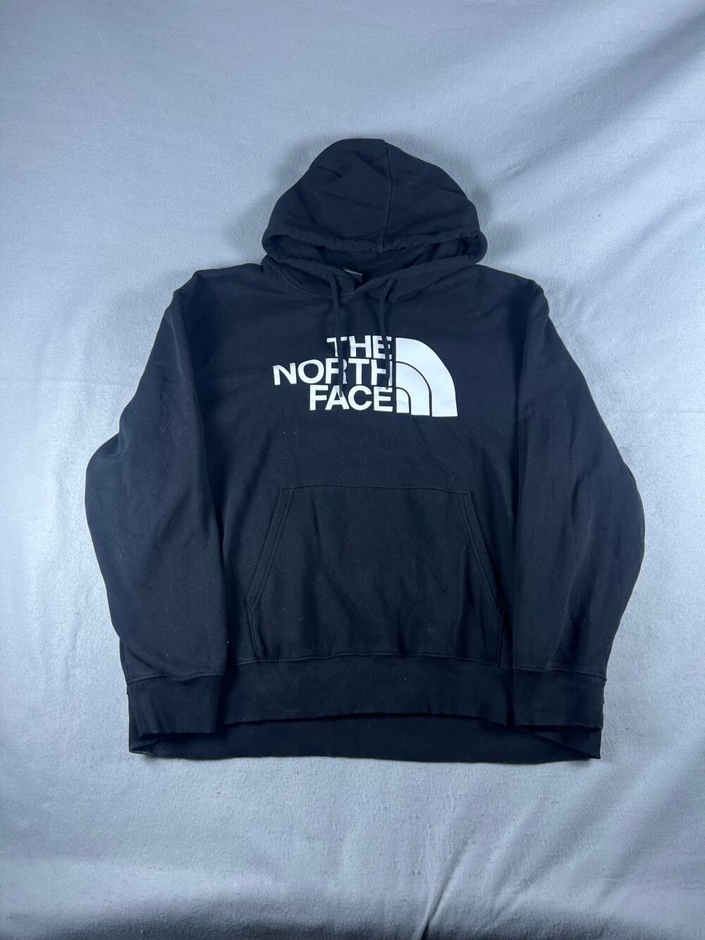 The North Face Spellout Hoodie Mens 3XL Black Big Logo Graphics Sweatshirt